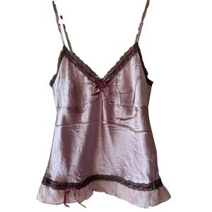 Gold Hawk Silk Cami With Velvet Bows, Washable Silk. NWT